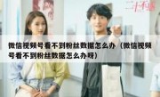 微信视频号看不到粉丝数据怎么办（微信视频号看不到粉丝数据怎么办呀）
