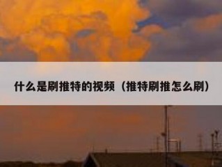 什么是刷推特的视频（推特刷推怎么刷）