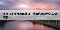 重庆汽车限号怎么处罚（重庆汽车限号怎么处罚的）