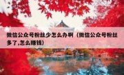 微信公众号粉丝少怎么办啊（微信公众号粉丝多了,怎么赚钱）