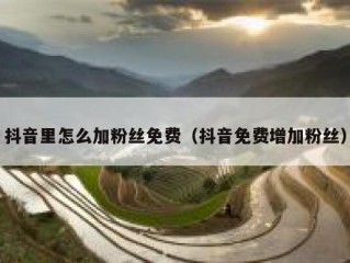 抖音里怎么加粉丝免费（抖音免费增加粉丝）