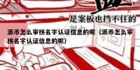派币怎么审核名字认证信息的呢（派币怎么审核名字认证信息的呢）
