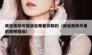 微信视频号链接在哪里获取的（微信视频号里的视频链接）