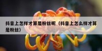 抖音上怎样才算是粉丝呢（抖音上怎么样才算是粉丝）