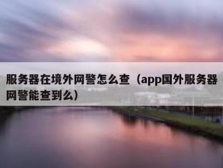 服务器在境外网警怎么查（app国外服务器网警能查到么）
