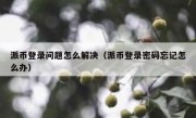 派币登录问题怎么解决（派币登录密码忘记怎么办）
