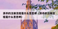 派币的注册流程是什么意思啊（派币的注册流程是什么意思啊）
