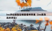 ins评论回复在哪里看啊苹果（ins我发出的评论）