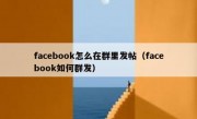 facebook怎么在群里发帖（facebook如何群发）
