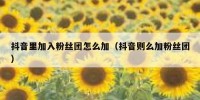 抖音里加入粉丝团怎么加（抖音则么加粉丝团）