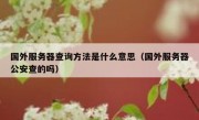 国外服务器查询方法是什么意思（国外服务器公安查的吗）