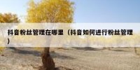 抖音粉丝管理在哪里（抖音如何进行粉丝管理）