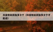 抖音粉丝团加多少个（抖音粉丝团加多少个才能进）