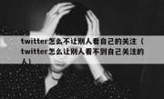 twitter怎么不让别人看自己的关注（twitter怎么让别人看不到自己关注的人）