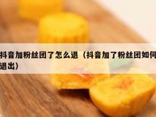 抖音加粉丝团了怎么退（抖音加了粉丝团如何退出）