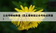 公众号粉丝数量（怎么看微信公众号粉丝数量）