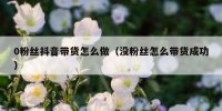 0粉丝抖音带货怎么做（没粉丝怎么带货成功）