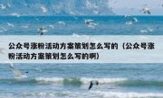 公众号涨粉活动方案策划怎么写的（公众号涨粉活动方案策划怎么写的啊）