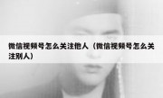 微信视频号怎么关注他人（微信视频号怎么关注别人）