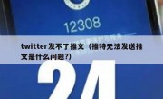 twitter发不了推文（推特无法发送推文是什么问题?）