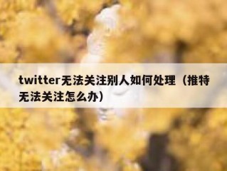twitter无法关注别人如何处理（推特无法关注怎么办）