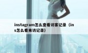 instagram怎么查看访客记录（ins怎么看来访记录）