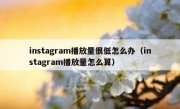 instagram播放量很低怎么办（instagram播放量怎么算）