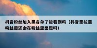 抖音粉丝加入黑名单了能看到吗（抖音里拉黑粉丝后还会在粉丝里出现吗）