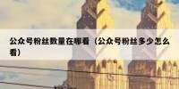 公众号粉丝数量在哪看（公众号粉丝多少怎么看）