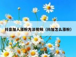 抖音加人涨粉方法视频（抖加怎么涨粉）