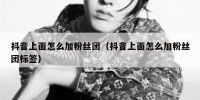 抖音上面怎么加粉丝团（抖音上面怎么加粉丝团标签）