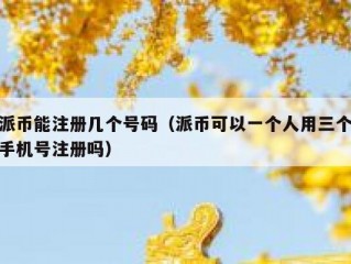 派币能注册几个号码（派币可以一个人用三个手机号注册吗）