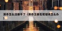 派币怎么注册不了（派币注册出现错误怎么办）