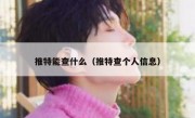 推特能查什么（推特查个人信息）