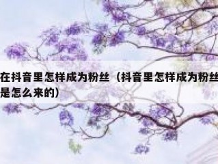 在抖音里怎样成为粉丝（抖音里怎样成为粉丝是怎么来的）