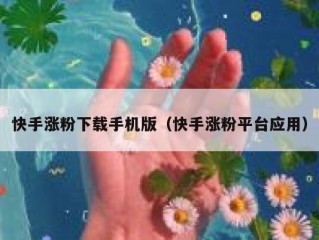 快手涨粉下载手机版（快手涨粉平台应用）