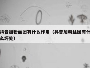 抖音加粉丝团有什么作用（抖音加粉丝团有什么坏处）