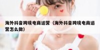 海外抖音跨境电商运营（海外抖音跨境电商运营怎么做）