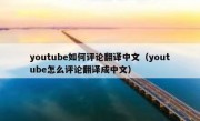 youtube如何评论翻译中文（youtube怎么评论翻译成中文）
