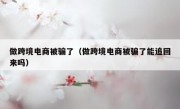 做跨境电商被骗了（做跨境电商被骗了能追回来吗）