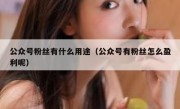 公众号粉丝有什么用途（公众号有粉丝怎么盈利呢）