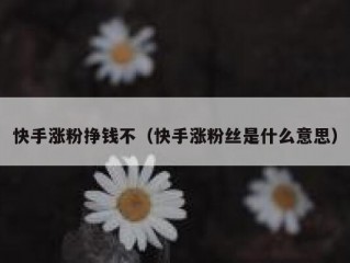 快手涨粉挣钱不（快手涨粉丝是什么意思）