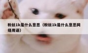 粉丝1k是什么意思（粉丝1k是什么意思网络用语）