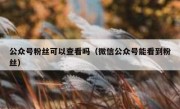 公众号粉丝可以查看吗（微信公众号能看到粉丝）