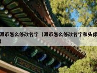 派币怎么修改名字（派币怎么修改名字和头像）