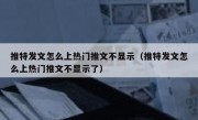 推特发文怎么上热门推文不显示（推特发文怎么上热门推文不显示了）