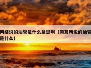 网络说的油管是什么意思啊（网友所说的油管是什么）