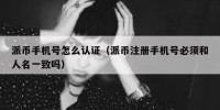 派币手机号怎么认证（派币注册手机号必须和人名一致吗）