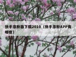 快手涨粉器下载2010（快手涨粉APP有哪些）