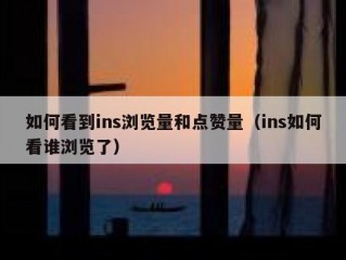 如何看到ins浏览量和点赞量（ins如何看谁浏览了）